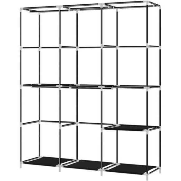 50 Inch Wardrobe Closet, with Non-Woven Fabric Cover and Hanging Rods - Picture 4 of 6